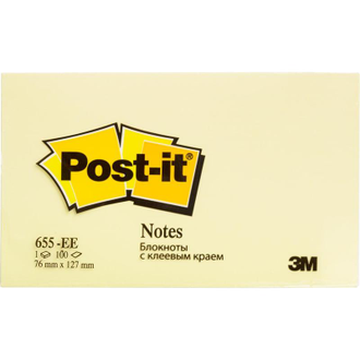 Стикеры Post-it Original 76x127 мм пастельные желтые (1 блок, 100 листов)