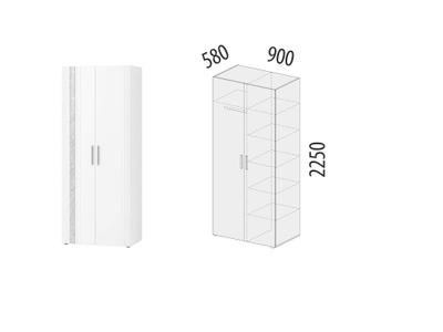 Шкаф для одежды с полками и штангой (лев/прав) Николь 901.13