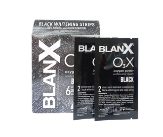 Отбеливающие полоски O?X Black, отбеливание+активное действие против пятен, BLANX