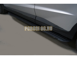 Пороги алюминиевые ''Slim Line Black'' 1720 мм для Jetour X70 Plus 2023-