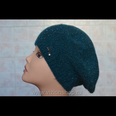 Берет на осень для женщин Vizio Италия 5892 вязаный зеленый