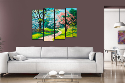 Модульная картина "Светлая тропинка. Сакура"