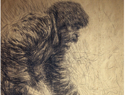Зинов В.С. Рисунок мужчина - из серии эскизов к незаконченной работе 1930-е гг. Бумага, итальянский карандаш 80Х58 (544)