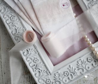 Шелковая лента Pink Puff 3,5 СМ * 140 СМ