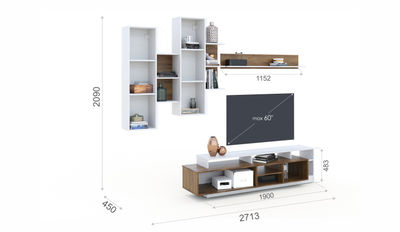 Гостиная Невио-2, дуб крафт золотой, белый