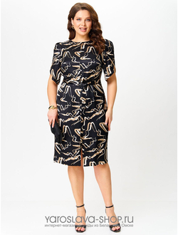 Модель: 2945.Женское платье прямого силуэта с абстрактным принтом