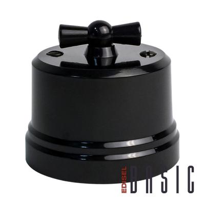 ретро выключатель пластиковый Basic черный