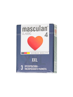 303 Презервативы Masculan, сlassic 4, XXL, латекс, увеличенного размера, розовый, 20 см, 5,5 см, 3 шт.