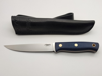 Нож Рыбацкий М сталь N690 синяя микарта с насечкой