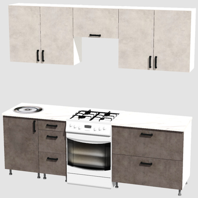 Кухня Эконом 1,8 метра (900х900) Цвет: Цемент светлый/Цемент темный