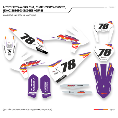 Наклейки на мотоцикл KTM 125-450 SX, SXF 2019-2022, EXC 2020-2023/GR8 #5881-2