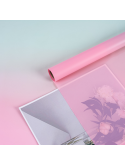 Пленка матовая/глянцевая "Gradient Gloss" 58см*10м Зеленый чай / Розовый ПР35/5