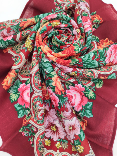 Павловопосадский платок Солнечный круг 2037-6