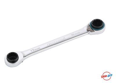 Набор ключей накидных с трещоткой, 8-19 мм, многоразмерные, реверсивные, CRV GROSS