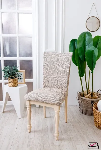 Чехол на стул Жаккард Волна Серый. Россия