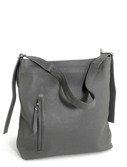 (АРТИКУЛ: 10133/1) СУМКА ЖЕНСКАЯ, БОЛЬШАЯ, НАТУРАЛЬНАЯ КОЖА, СЕРАЯ, РЕМЕНЬ ЧЕРЕЗ ПЛЕЧО