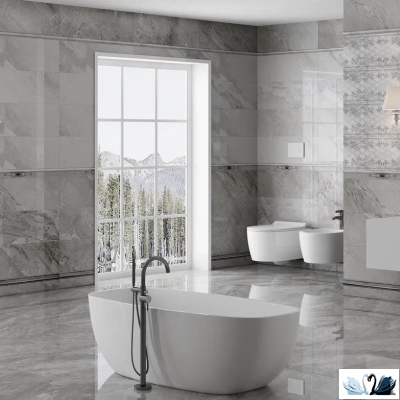 Керамогранит Eurotile Eclipse Grey 627 60x120 см Glossy серый мрамор