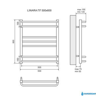 Полотенцесушитель электрический Lemark Linara LM04607E П7 500x600, левый/правый