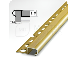 Профиль окантовочный для ступеней из плитки Лука ПУ 08.2700.02л Золото
