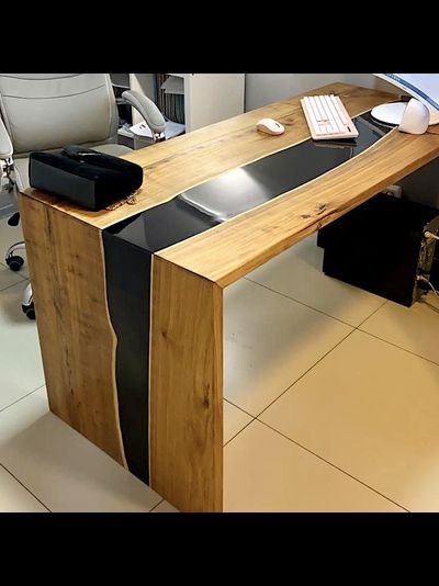 стол - река водопад из слэбов карагача