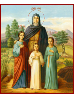 Вера, Надежда, Любовь и матерь их София. Рукописная икона.