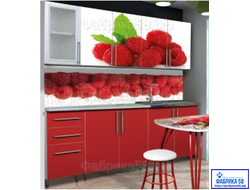 КУХОННЫЙ ГАРНИТУР С ФОТОПЕЧАТЬЮ 2.0 м "Сладкая малина" ЛДСП (выбор фотопечати) мм