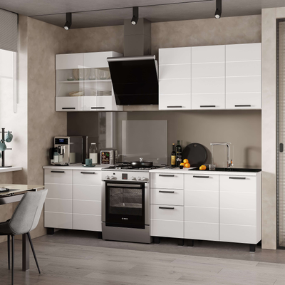 Дина 2 м кухонный гарнитур Белый глянец