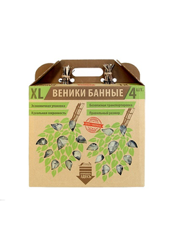 НАБОР ВЕНИКОВ В КОРОБКЕ (ДУБОВЫЙ - 2 ШТ, БЕРЁЗОВЫЙ - 2 ШТ)