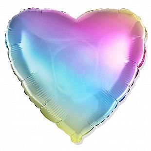 Сердце Радуга, нежный градиент / Rainbow gradient 18"/46 см