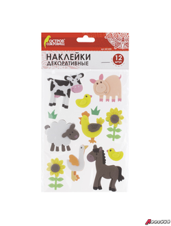 Наклейки из EVA «Ферма», 12 шт., ассорти, ОСТРОВ СОКРОВИЩ. 661459