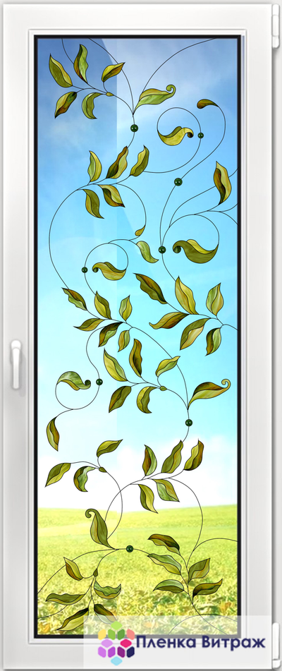 Витражная пленка на окна самоклеящаяся пленка витражная пленка на стекло пленка витраж с листьями