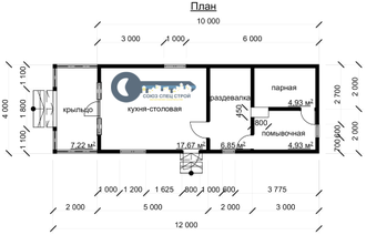 Б-03 ГАБАРИТНЫЕ РАЗМЕРЫ: (12Х4М) 1 ЭТАЖ, ОБЩАЯ ПЛОЩАДЬ: 48М²