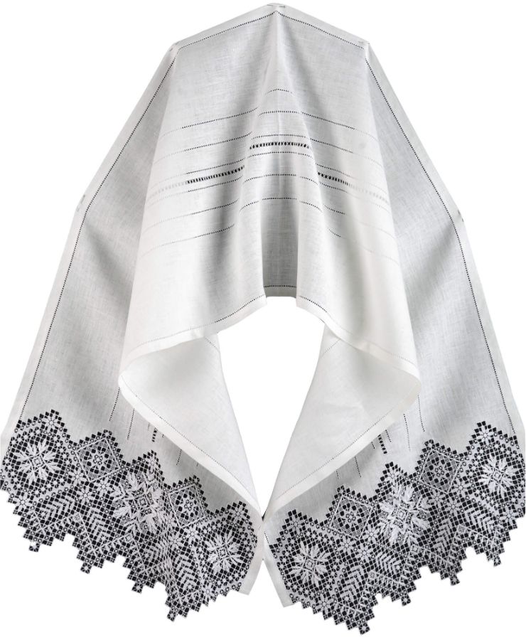 Льняной праздничный рушник с вышивкой на Пасху, свадьбу, венчание, икону