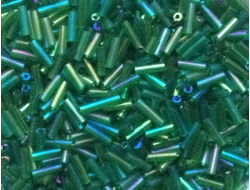 Стеклярус Китайский №167в зеленый радужный, 50 грамм