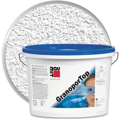 Штукатурка декоративная полимерная BAUMIT GranoporTop Белая база Шуба 2 мм 25 кг
