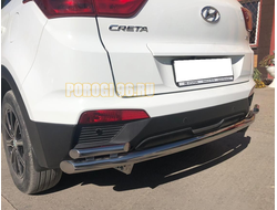 Защита заднего бампера  двойная d60/42 для Hyundai Creta (2016-...)