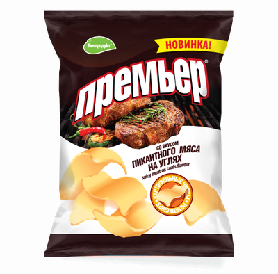Чипсы картофельные &quot;Премьер&quot; со вкусом пикантного мяса на углях  70г