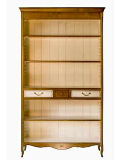 Библиотека открытая с тремя ящиками и тремя полками.