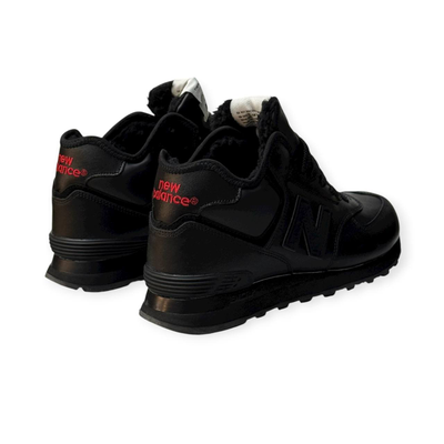 New Balance 574 leather Black  С Мехом