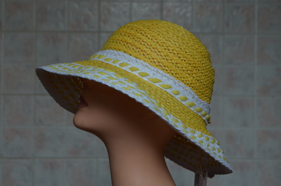 Желтая женская шляпа с белыми полями Vizio Италия 5710 FF2