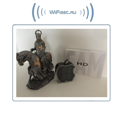 IP видеоняня WiFi (Часы настольные, яблоко)  с аккумулятором с DVR, HD (CamVIP)