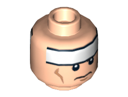 Minifigure, Head Dual Sided White Headband and Cheek Lines, Frown / Determined Pattern Batman - Hollow Stud, Light Nougat (3626cpb0637 / 4652294)