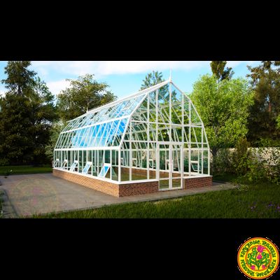 Базовая комплектация теплицы из стекла и алюминия “Леонардо XL” размером 5000 х 10000 мм