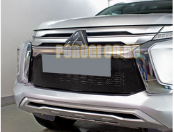 Защита радиатора Mitsubishi Pajero Sport 2021- black верх PREMIUM (4 части)