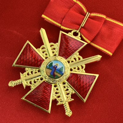 Орден Святой Анны 1-й степени с мечами , с бантом из муаровой ленты. Полноразмерная копия LUX! Лот № 91.