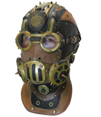 маска, стимпанк, steampunk, mask, на голову, страшная, ужасная, противогаз, шестерёнки, шипы, латекс