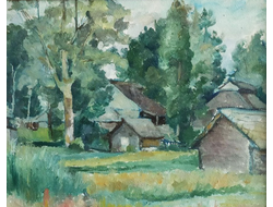 Захаров Иван Иванович (1886-1969) Лесной пейзаж 1920 г. Картон, масло. 30,1Х37,2 (1199)