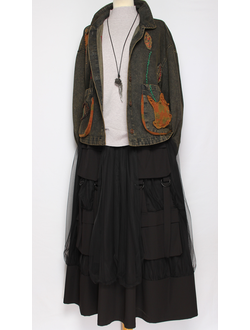 Джинсовка "НАШИВКИ ЛЕПЕСТКИ" черная р.46-52