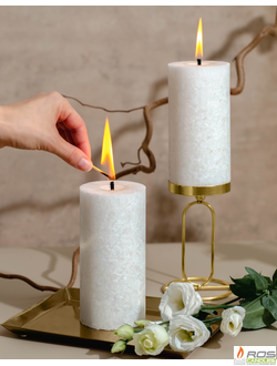 Свеча столбик белая не ароматизированная, 7,5*15см - 2шт