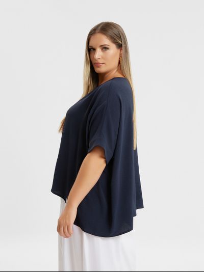 Топ синий с круговым вырезом